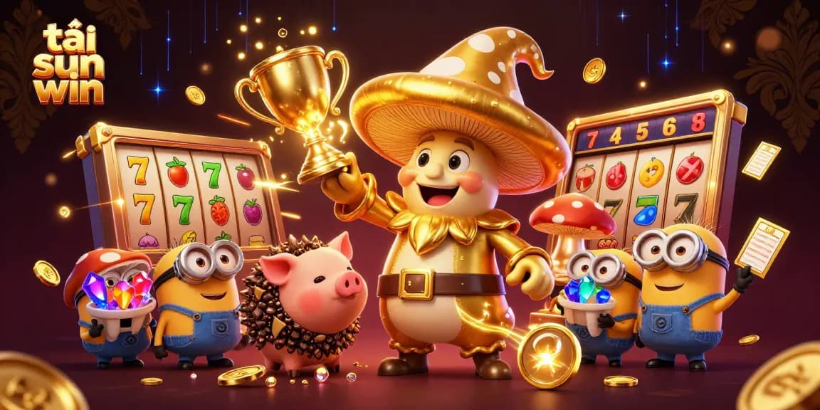 Experience the magic with tải sun win as the wizard and friends discover treasure in a dazzling casino scene.
