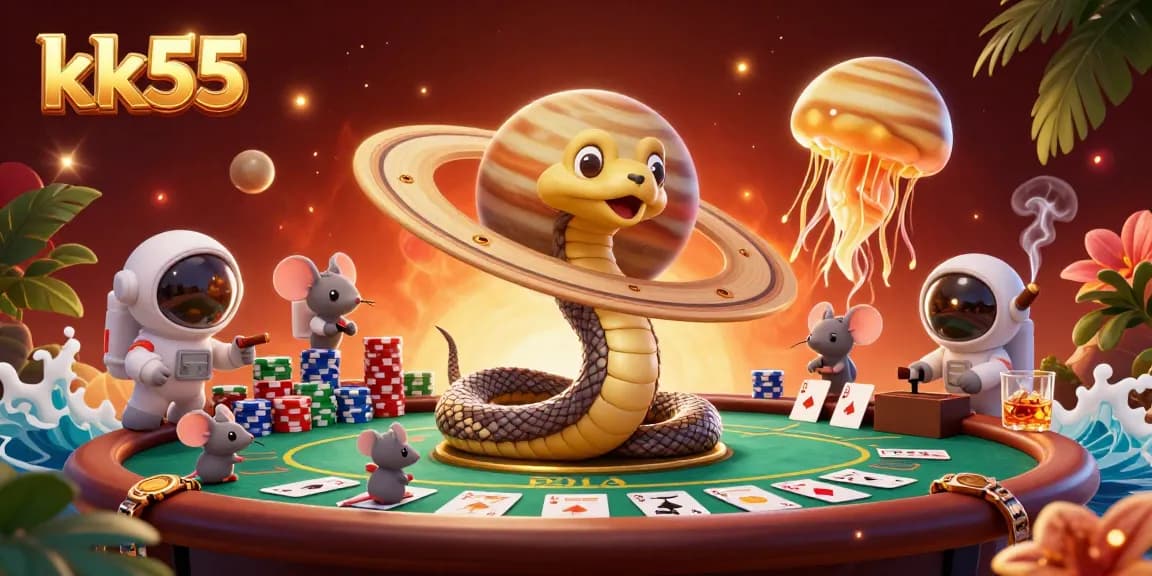 Experience thrilling bets on kk55's cosmic roulette with vibrant casino characters.
