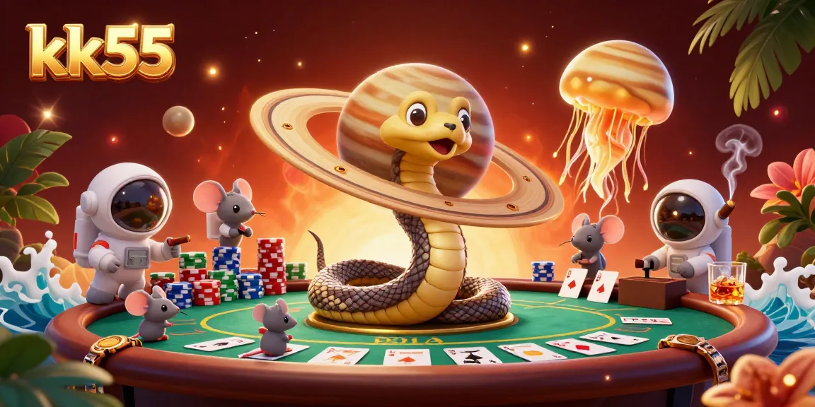 Experience thrilling bets on kk55's cosmic roulette with vibrant casino characters.