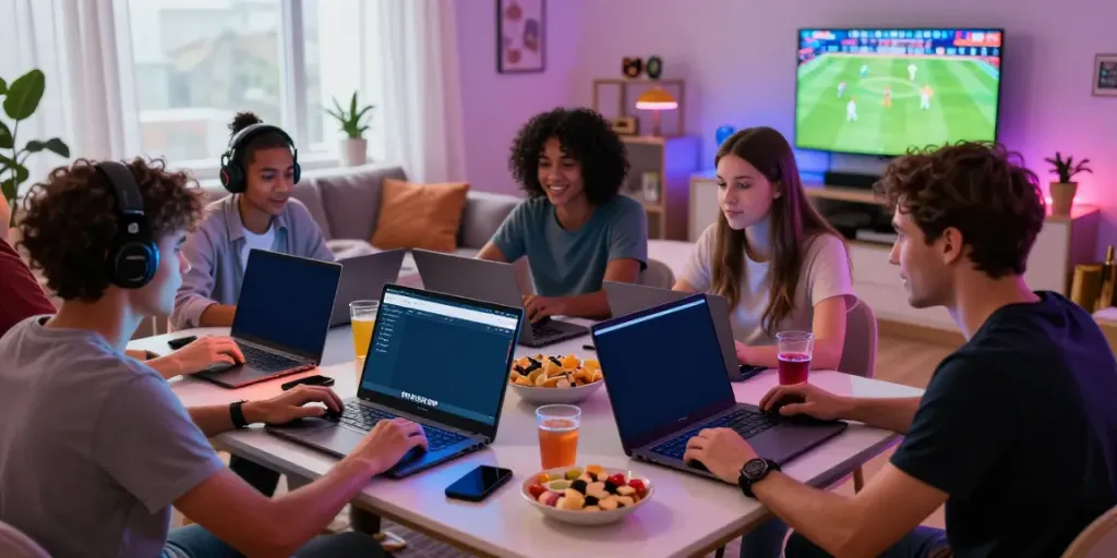 Engaging gaming scene highlighting friends enjoying https://five88bet.org/ together in a cozy living room with vibrant atmosphere.