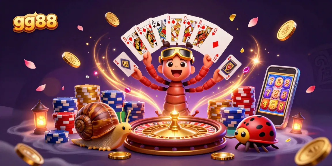 Experience the excitement with gg88's dynamic gaming scene featuring vibrant characters and casino elements.