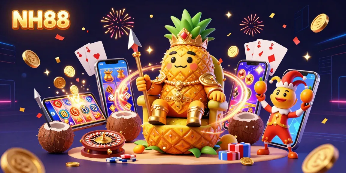 Engage in thrilling gaming at NH88 with the majestic pineapple king and lively gameplay elements.
