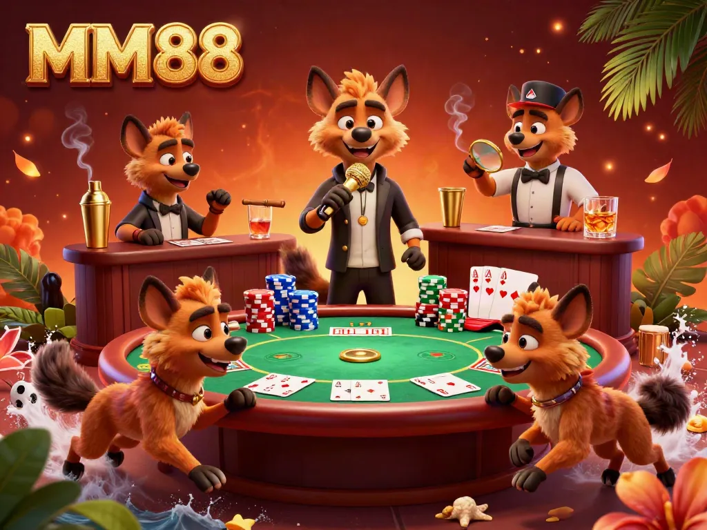 Hyenas bring laughter and fun to MM88's vibrant casino with poker and comedy.